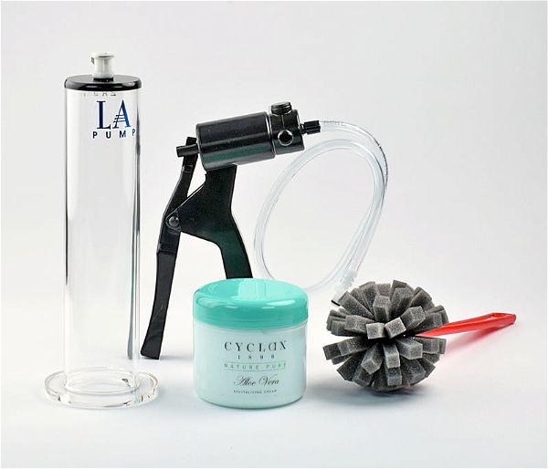 Penispumpe Premium Set mit LAPD-Vakuumzylinder, Vakuum-Handpumpe, Aloe Vera-Gel